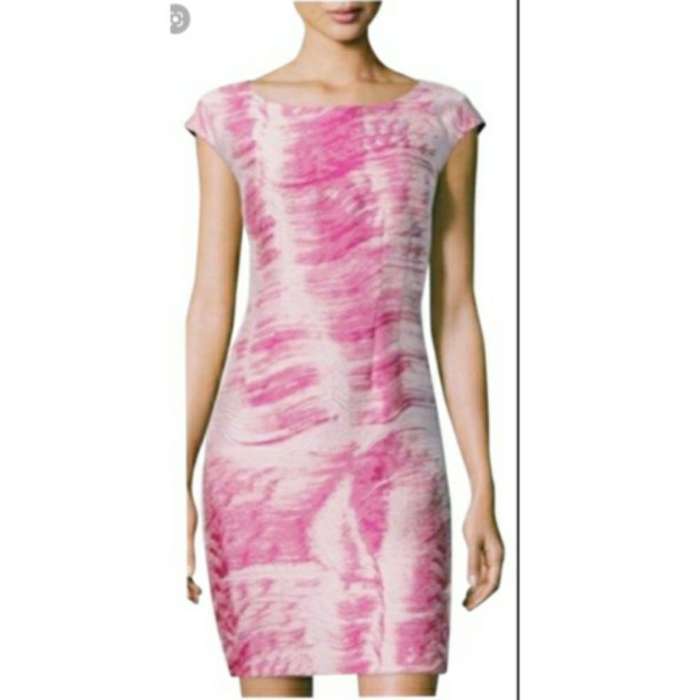 Josette  Cap -Sleeve Sheath Dress, Fuchsia - Picture 4 of 8